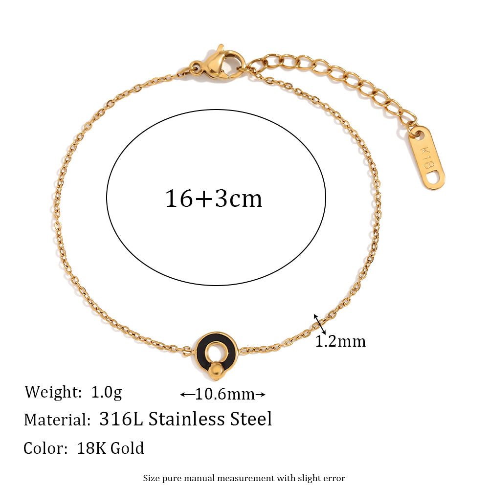 Waterproof Dainty Enamel Flower 18k Gold Stainless Steel Charm Bracelets