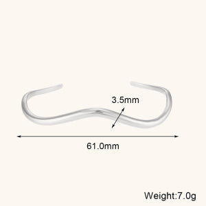 Women's 18k Gold Waterproof Wave Shape Solid Stainless Steel Cuff Bracelet