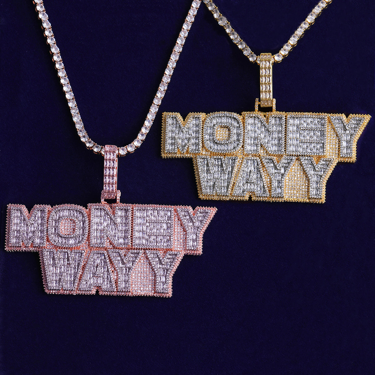 Money Maker | VVS Diamond CZ Hip Hop Baguette 24k Rose Gold 925 Silver Custom Pendant