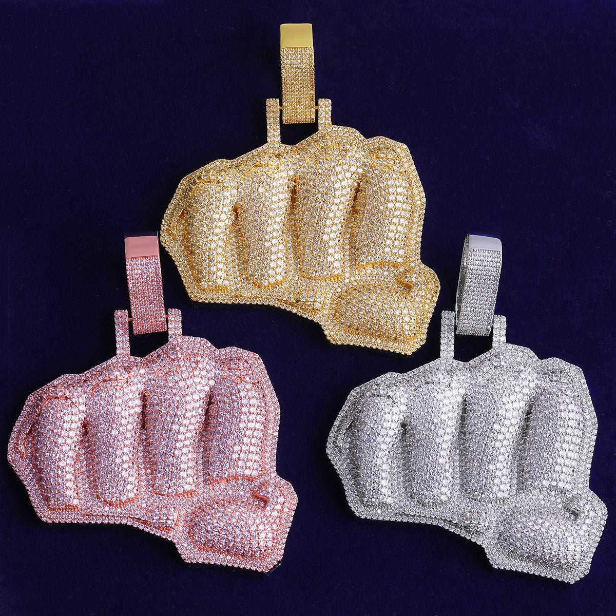 Fist Pound Town | VVS Diamond CZ 24k Gold Iced Blinged Out Pound Fist Hip Hop Pendant