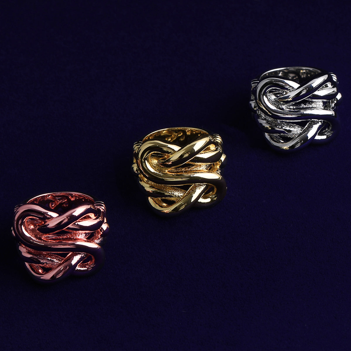 Tied Together | 24k Gold 925 Silver Rose Gold Intertwined Street Style Casual Rings