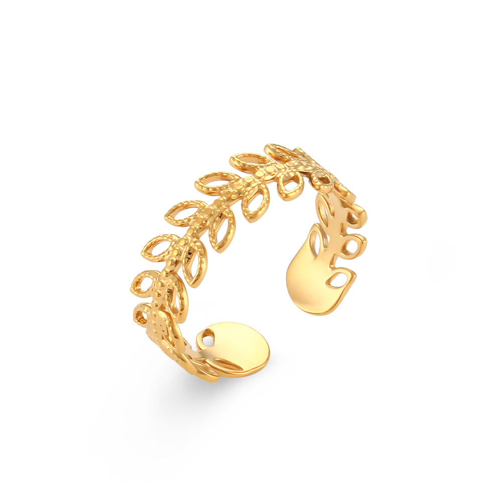 18k Gold Bohemian Elegant French Flower Stainless Steel Waterproof Rings