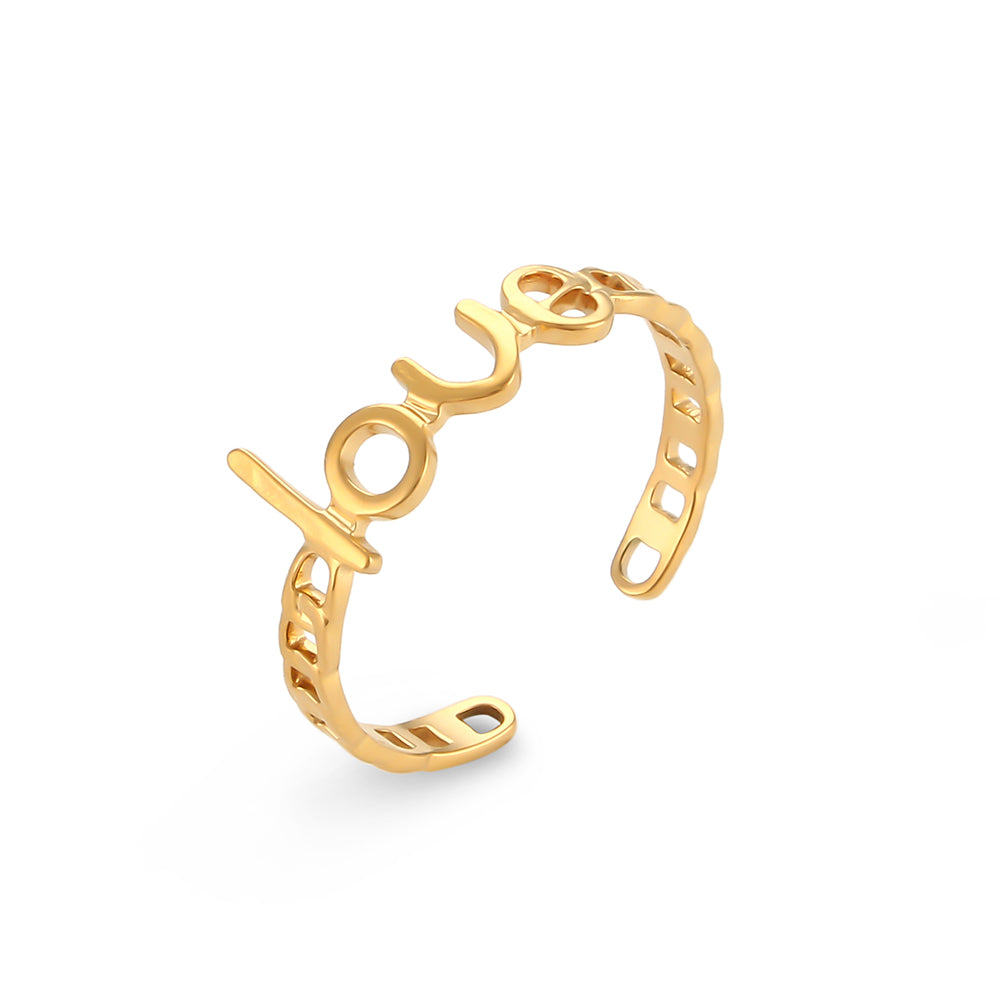 18k Gold Bohemian Elegant French Flower Stainless Steel Waterproof Rings