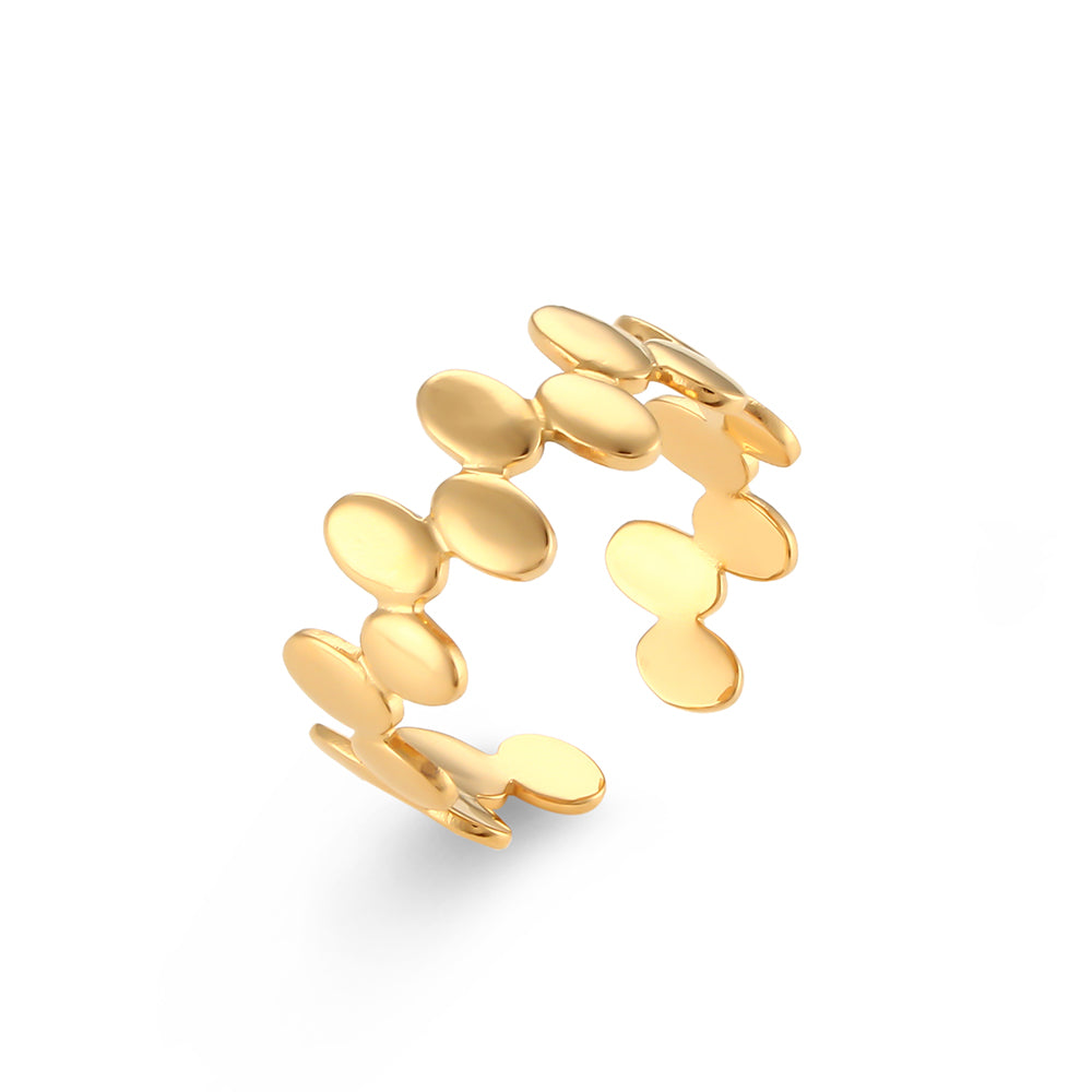 18k Gold Bohemian Elegant French Flower Stainless Steel Waterproof Rings