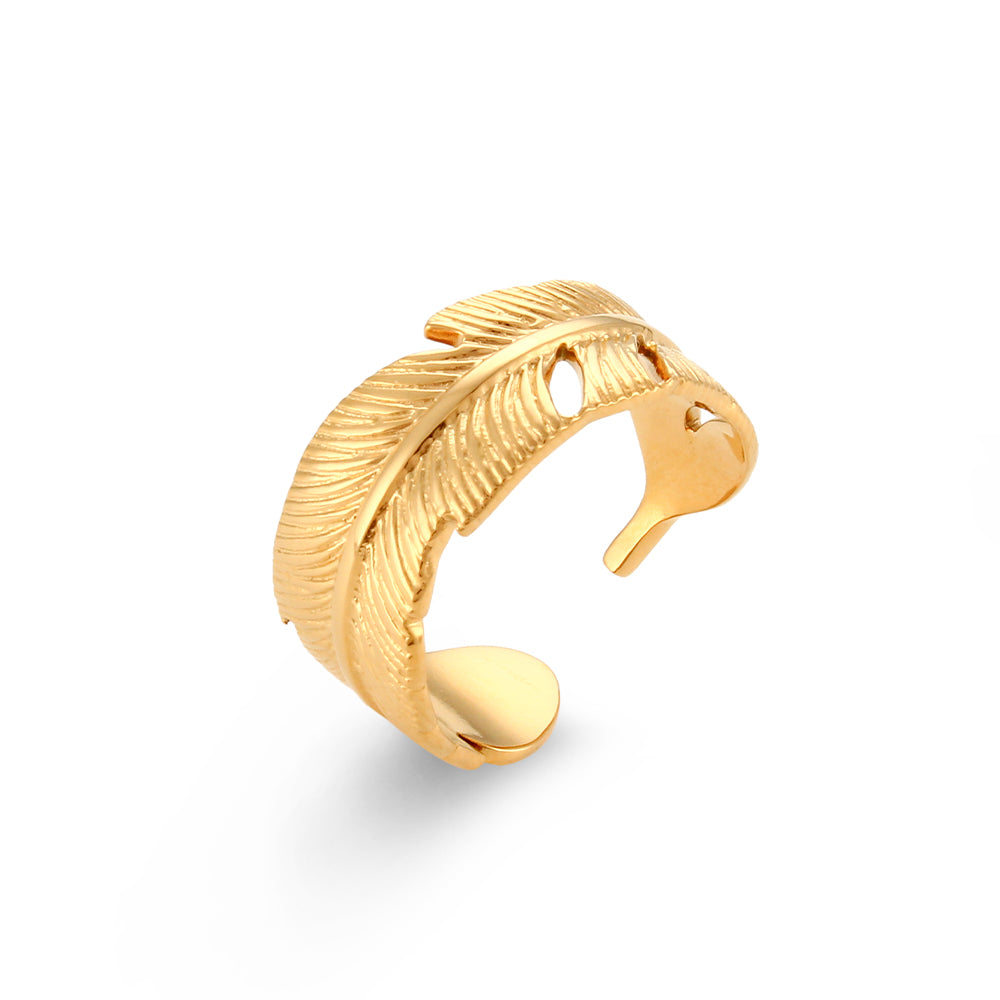 18k Gold Bohemian Elegant French Flower Stainless Steel Waterproof Rings
