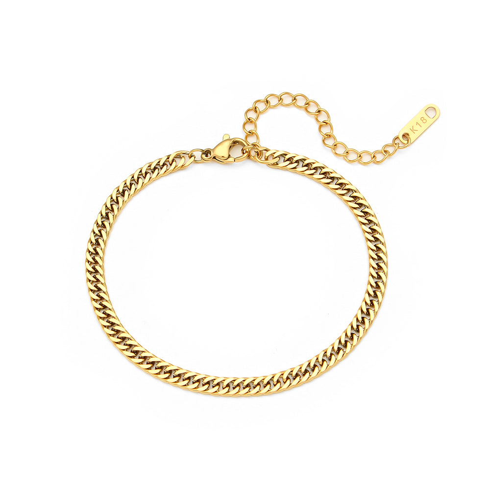 18k Gold Miami Cuban Link 316L Stainless Steel Bracelets Anklet Necklace Tarnish Free Set