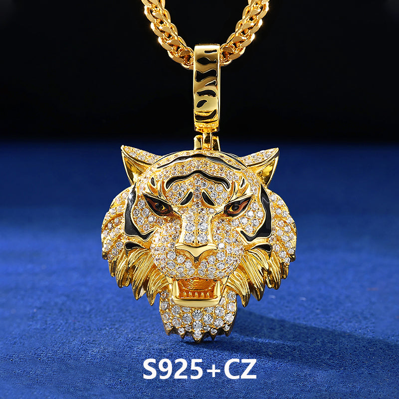 Tiger Pride | Sterling Silver Moissanite Diamond Luxury Hip Hop Iced 3D Tiger Pendant