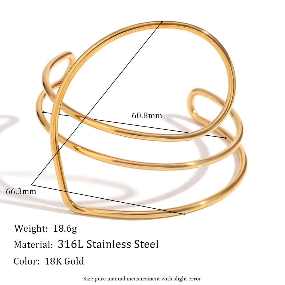 18k Gold Solid Stainless Steel Waterproof Line Heart Bracelet