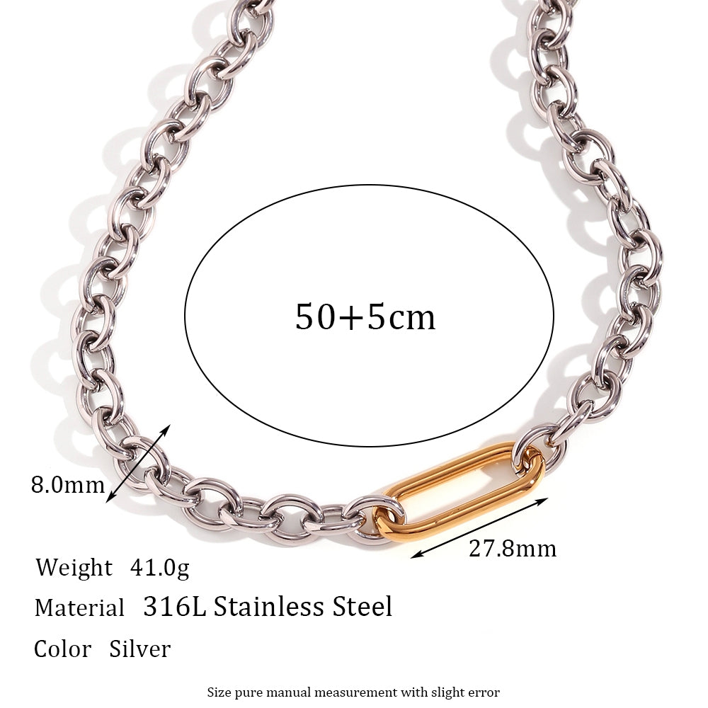 Waterproof Stainless Steel 18k Gold No Fading Link Chain Choker Necklaces Bracelet Set