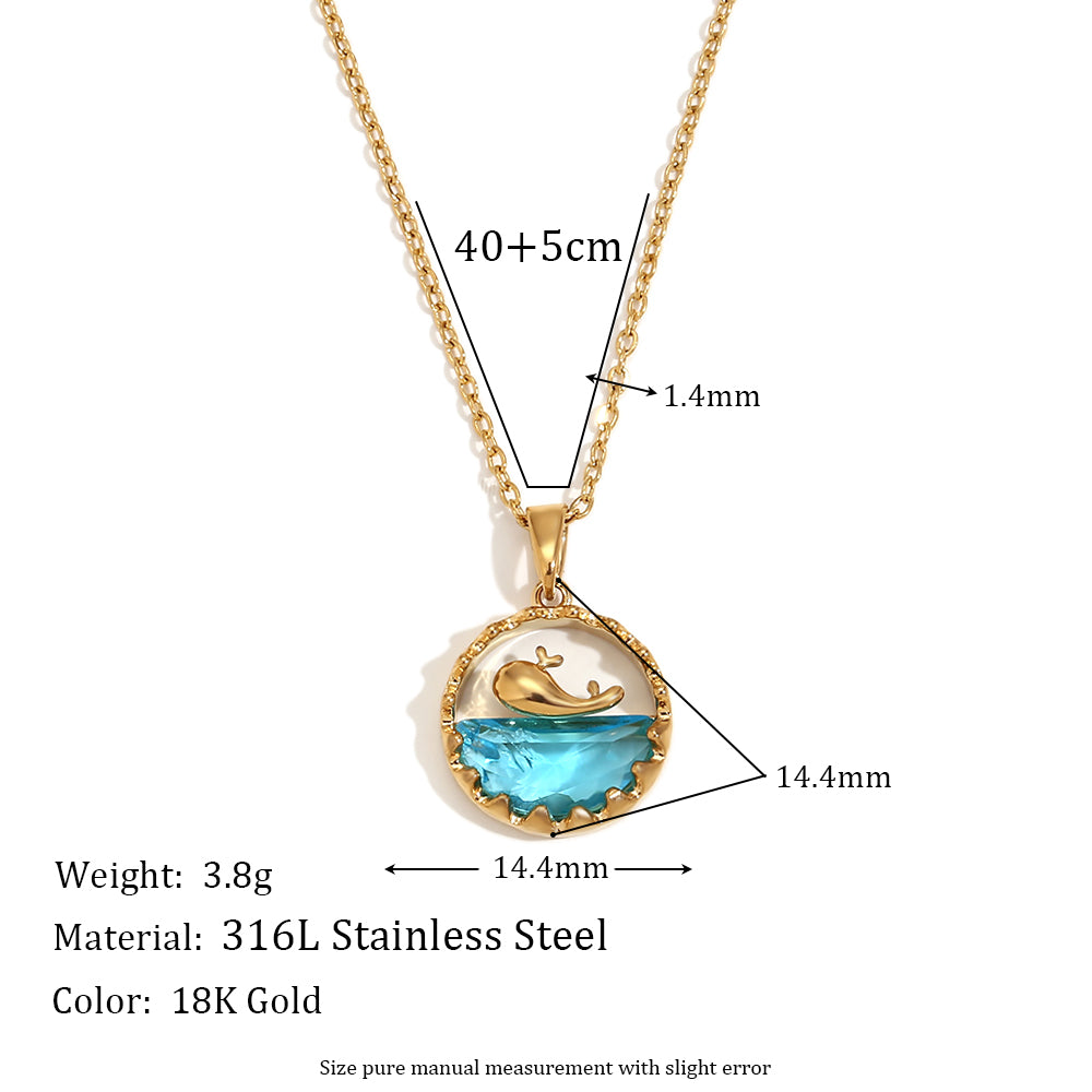 Blue Ocean Whale | 18k Gold Waterproof Solid Stainless Steel Pendant Necklace