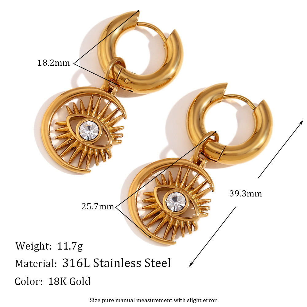 18k Gold Waterproof Starfish Love Circle Cochlear Conch Irregular Coconut Tree Bling Earrings