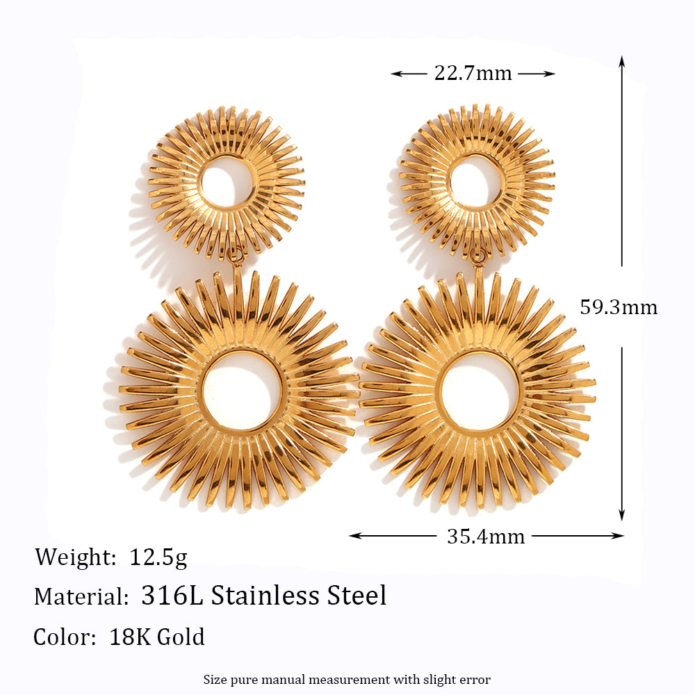 18k Gold Waterproof Starfish Love Circle Cochlear Conch Irregular Coconut Tree Bling Earrings