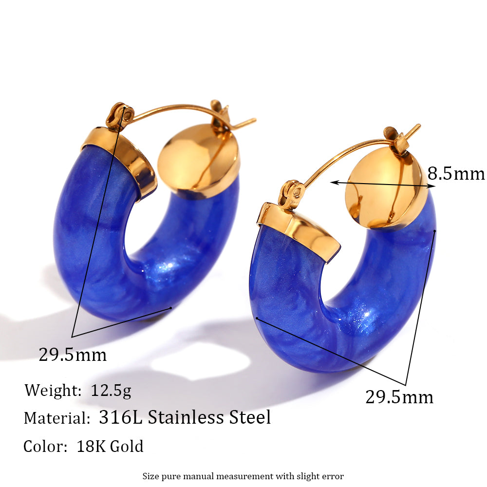 18k Gold Waterproof Irregular Snake Skin Pattern Spiral Flame Stainless Steel Earrings