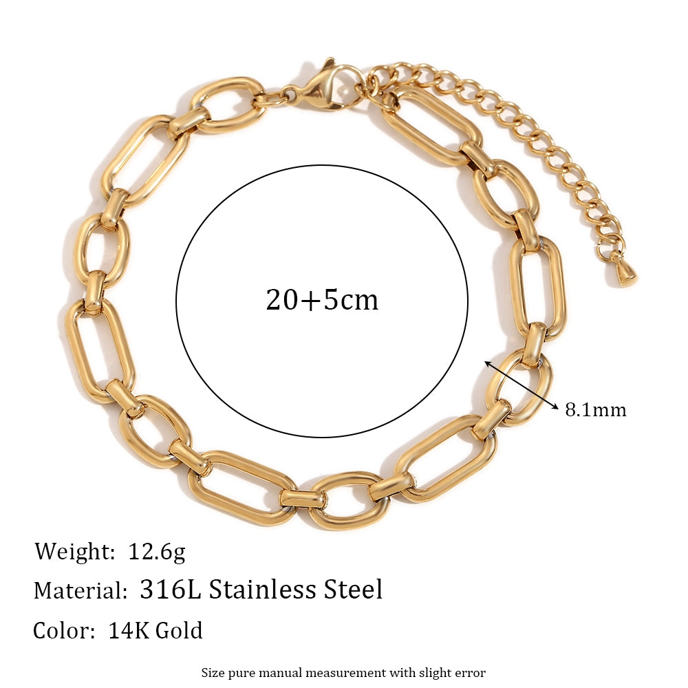 18k Gold Stainless Steel Waterproof Paper Clip Knot Bowtie Link Chain Anklet Ankle Bracelets