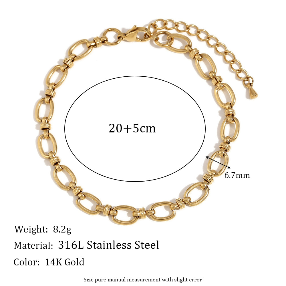 18k Gold Stainless Steel Waterproof Paper Clip Knot Bowtie Link Chain Anklet Ankle Bracelets