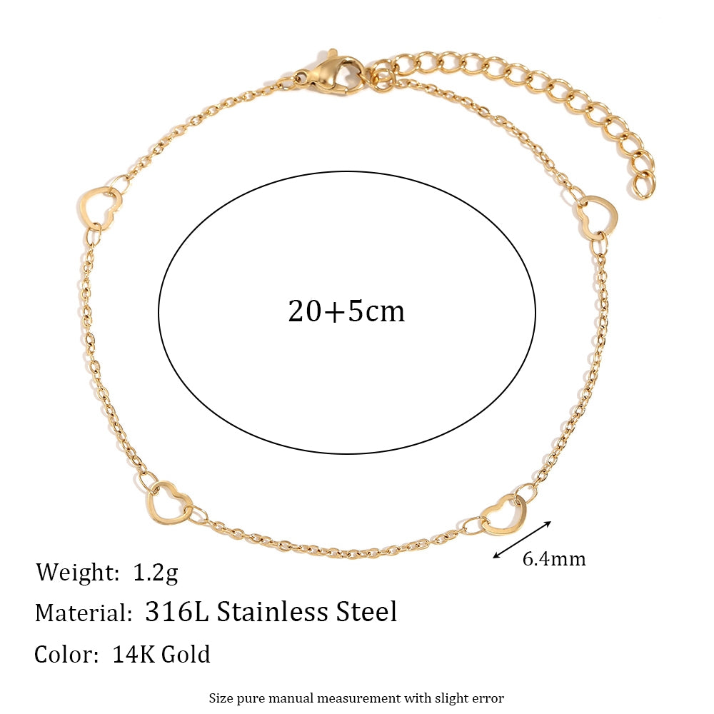18k Gold Stainless Steel Waterproof Paper Clip Knot Bowtie Link Chain Anklet Ankle Bracelets