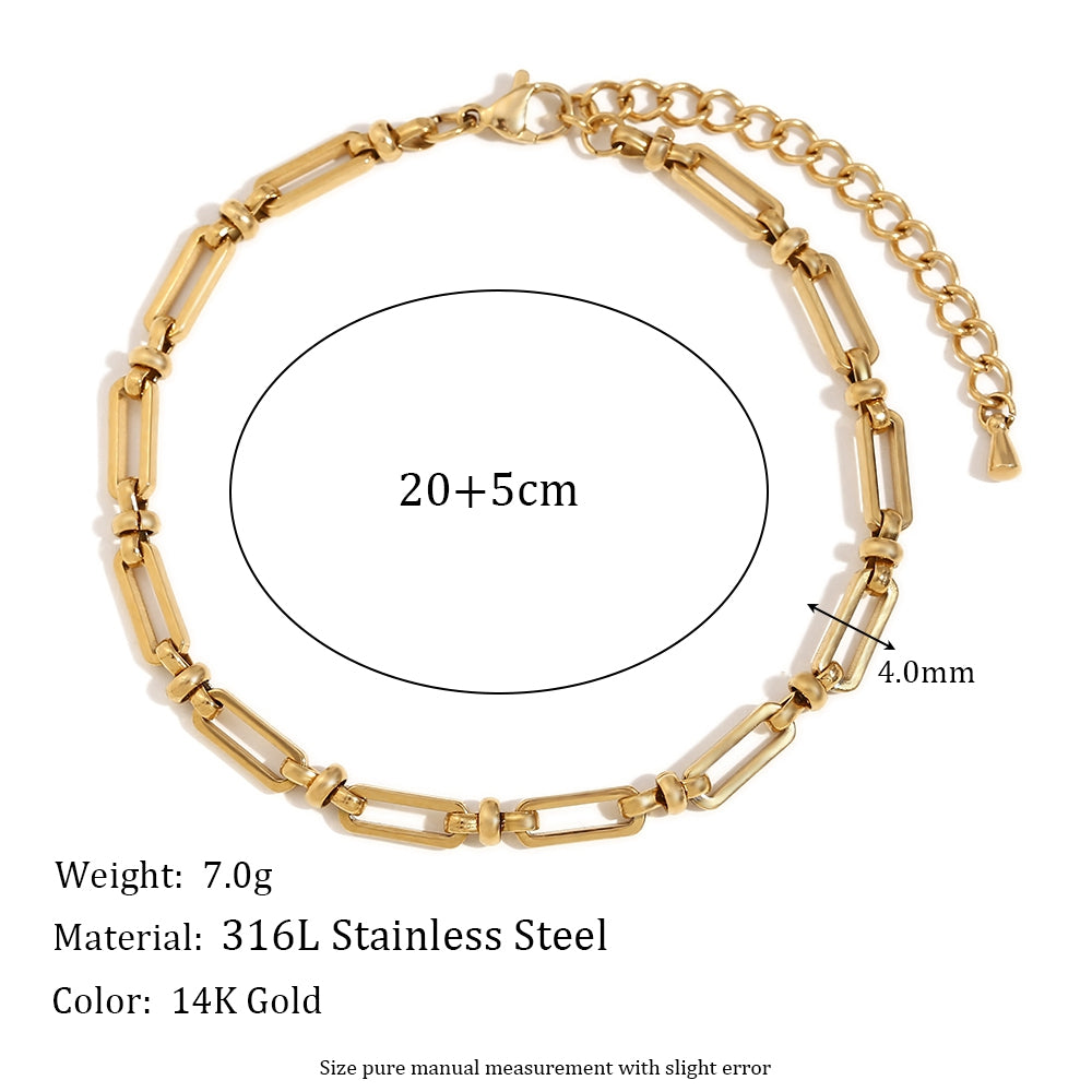 18k Gold Stainless Steel Waterproof Paper Clip Knot Bowtie Link Chain Anklet Ankle Bracelets