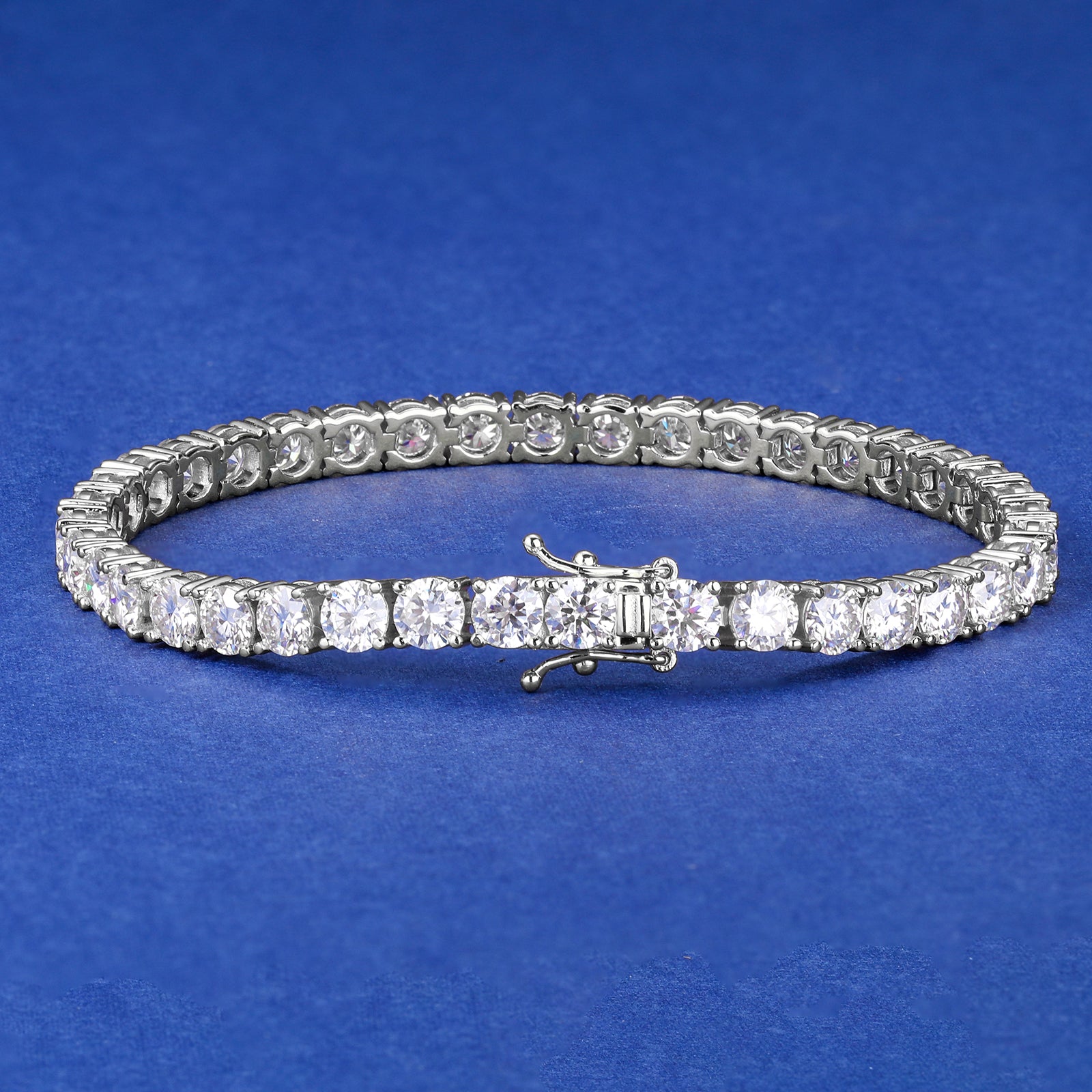 Solid 925 Silver 3MM D Color VVS1 Moissanite Diamond Iced Blinged Out Tennis Bracelet