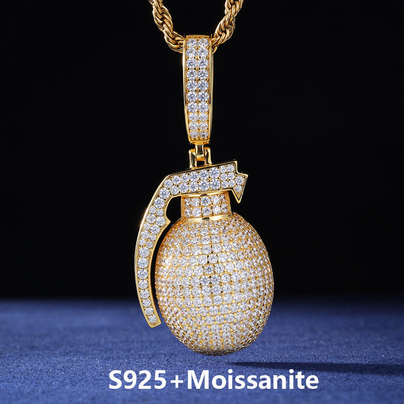 Just Bombs | Moissanite Diamond Sterling Silver D Color Grenade Hip Hop Pendants