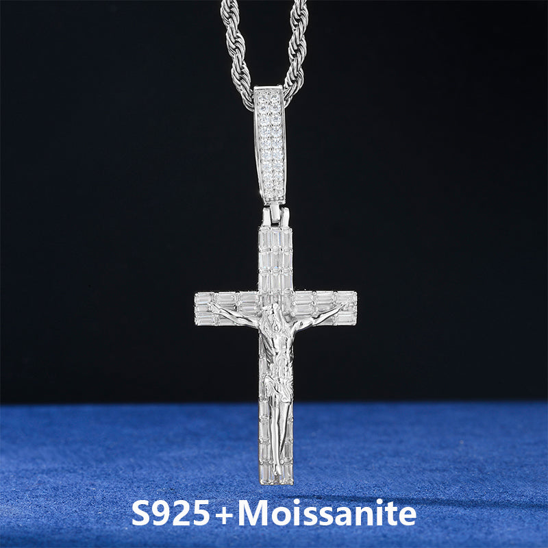 Luxury Cross | DVVS Baguette Moissanite Diamond Sterling Silver Hip Hop Jesus Piece