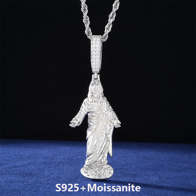 Thou Art Jesus | Hip Hop 18K Gold 925 Sterling Silver Moissanite Diamond Jesus Piece Pendant Chain