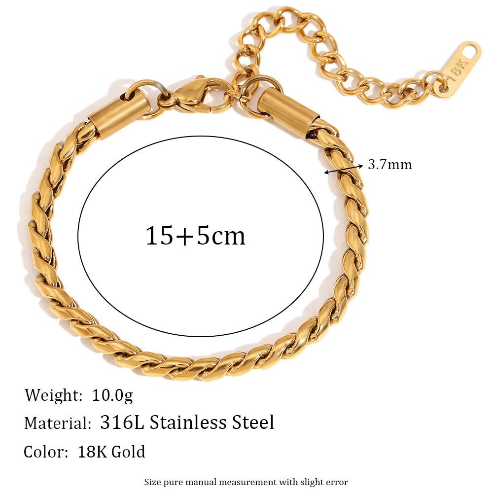 Ladies Thick 18k Gold Waterproof Stainless Steel S-Chain Link Bracelet