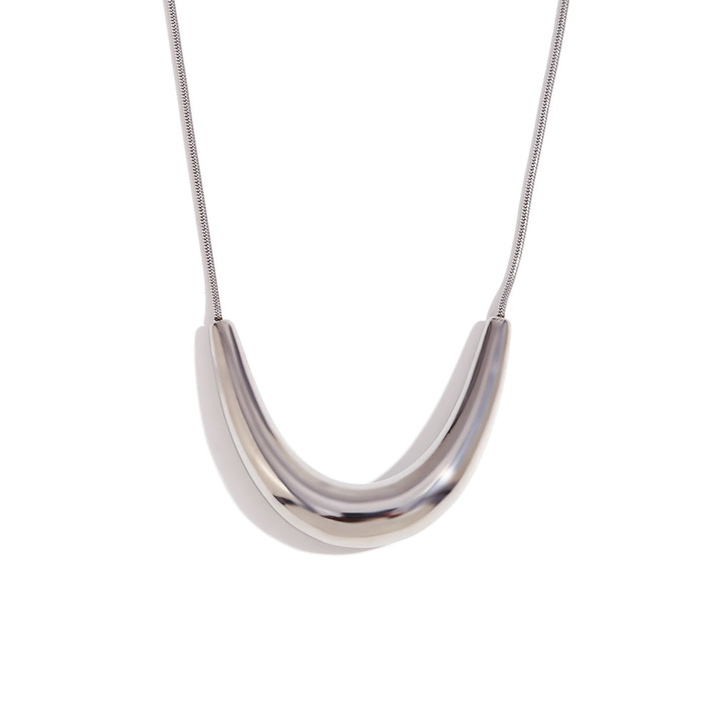 The Arc | 18k Gold Stainless Steel Cradle Pendant Snake Bone Chain Necklace