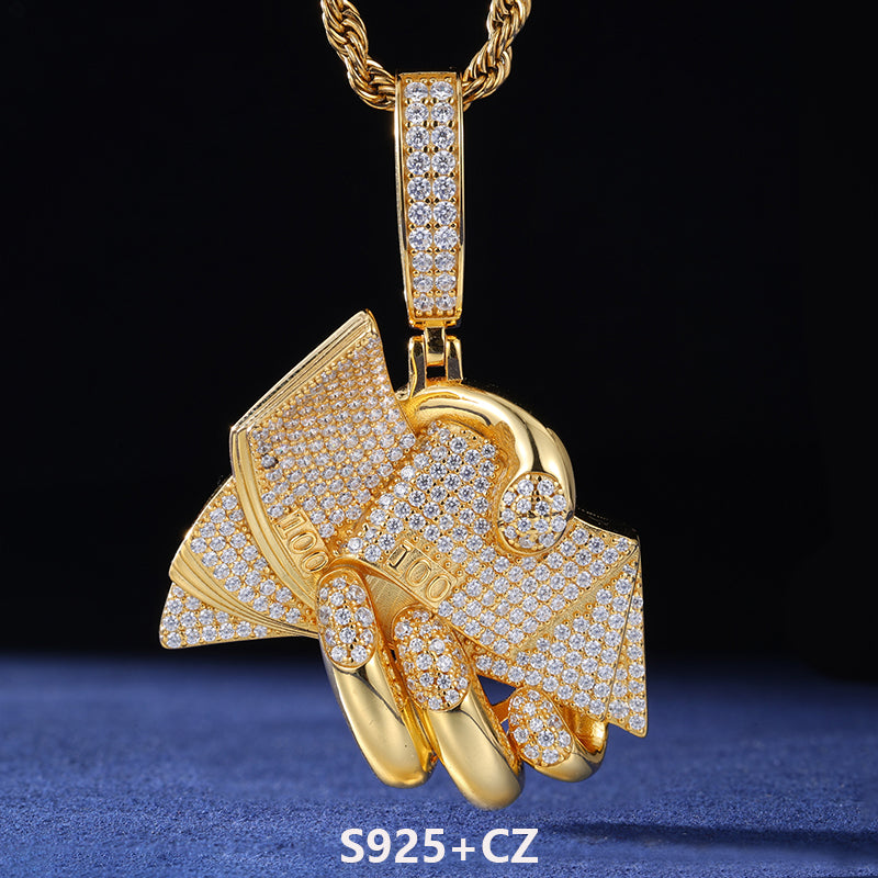 Countin Money All Day | Moissanite Diamond 18k Gold 925 Solid Silver Hip Hop Pendant