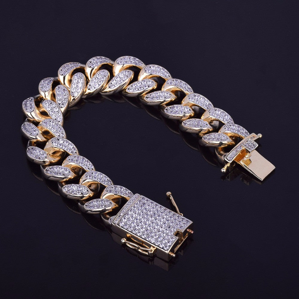 24k Gold .925 Silver Rose Gold Mens Big Boy 20mm AAA Micro Pave Cuban Link Bracelet