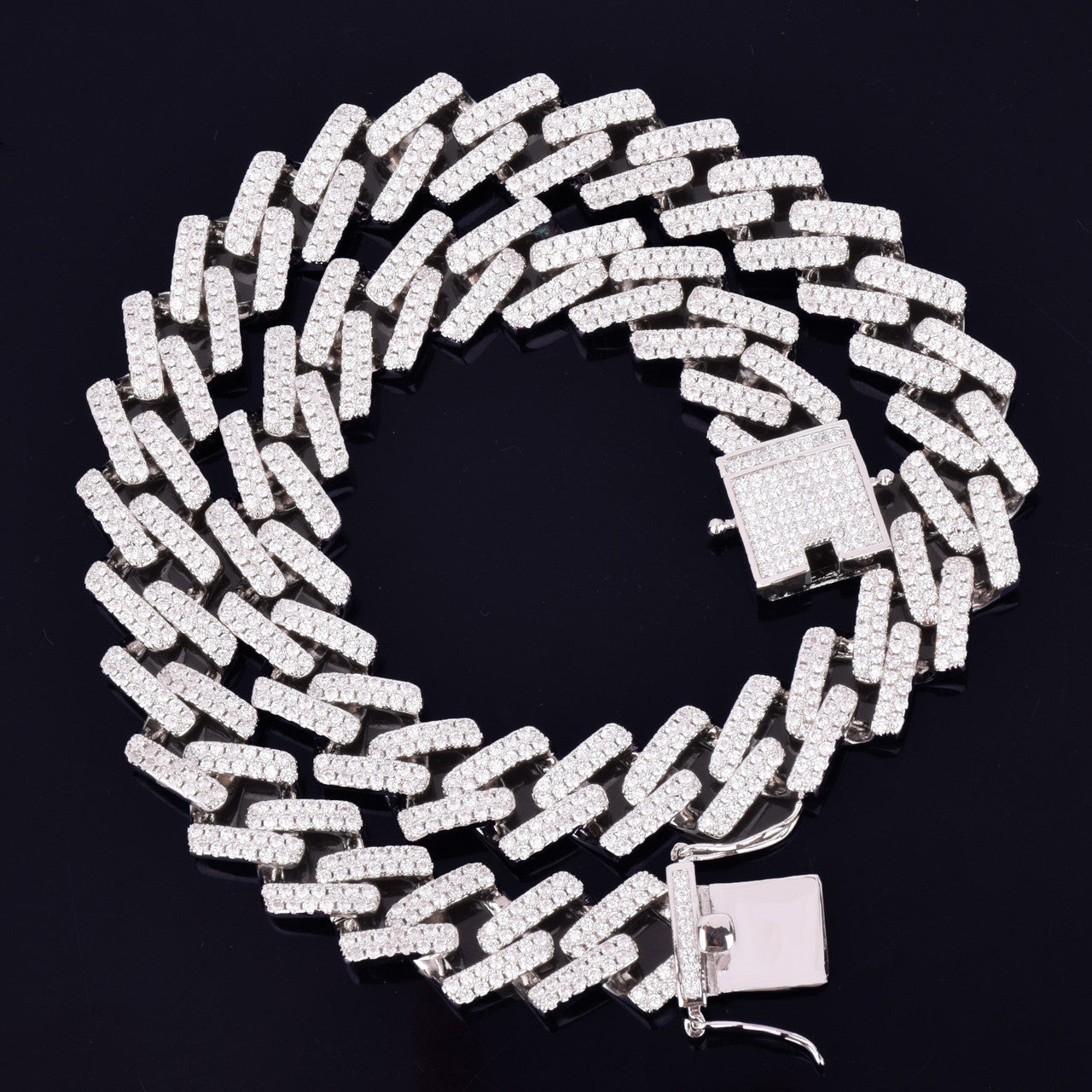 .925 Silver Flooded Ice 18mm New Designer Cuban Link Necklace