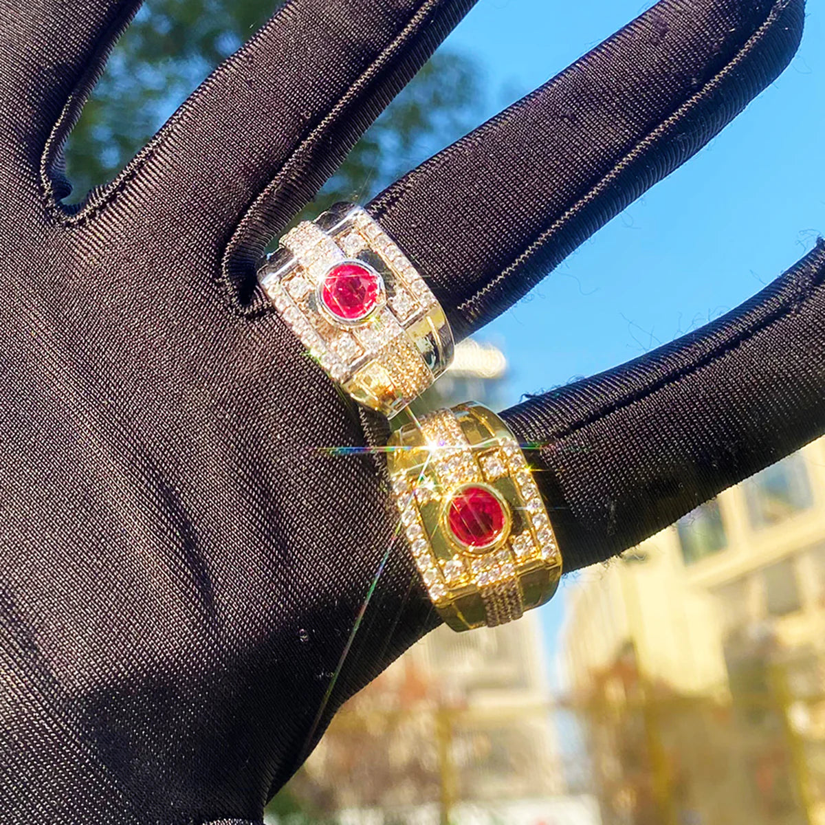 The Radiance | Luxury Iced Blinged Out Deep Set Gemstone Hip Hop Rings