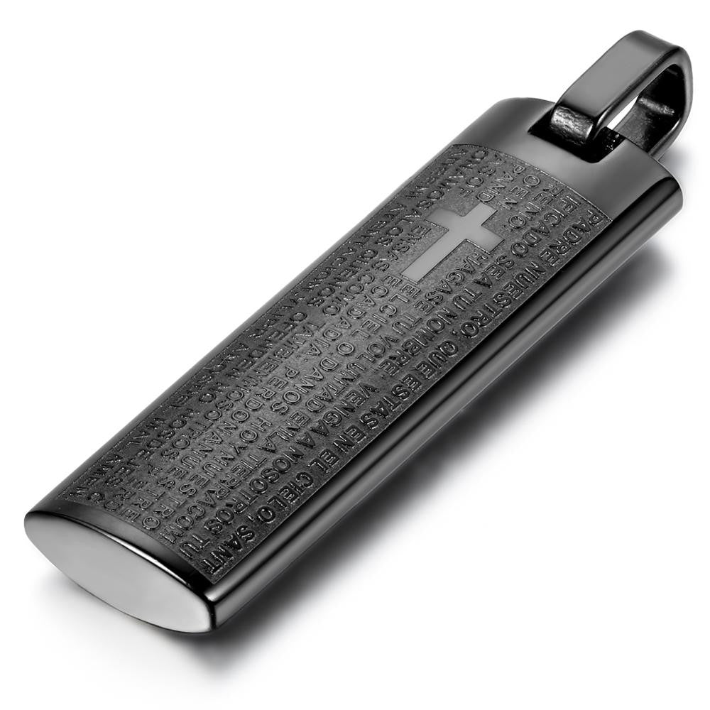 Mens Christian Jewelry Stainless Steel No Fade Spanish Prayer Pendant Chain Necklace