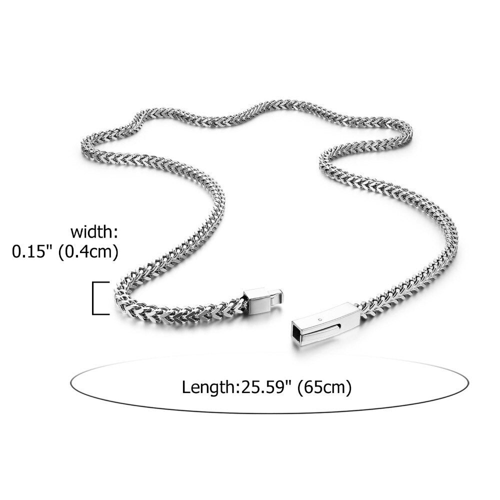 Mens Hip Hip No Fade Stainless Steel Franco Link Street Wear Chain Necklace