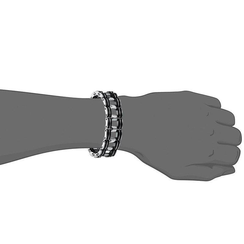 18mm Street Wear Fashion Motorcycle Chain Stainless Steel Silicone No Fade Mens Bracelets