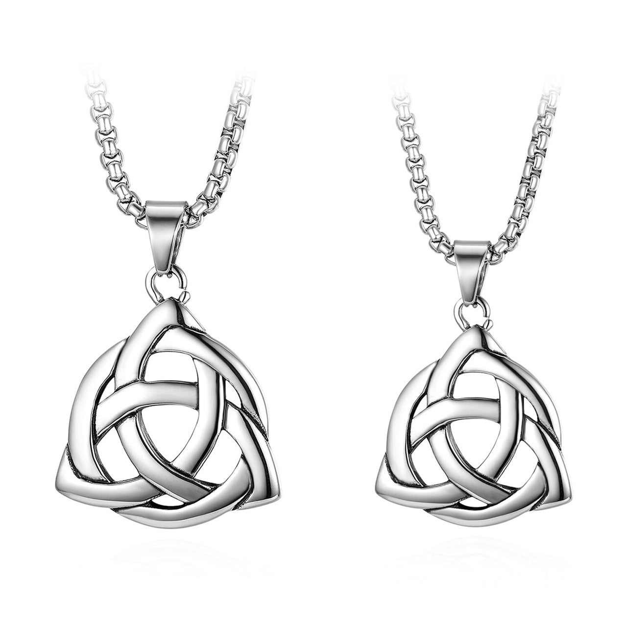 No Fade Solid Stainless Steel Trinity Knot Casual Street Wear Pendant Chain Necklace