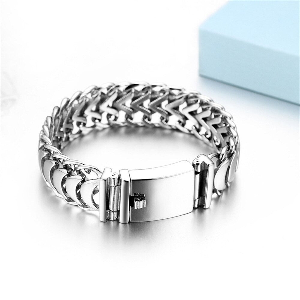 Mens New Fashion No Fade Thick 18mm Stainless Snake Bone Hip Hop Bracelet