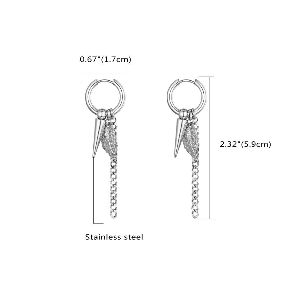 Stainless Steel Tribal Feather Rivet Peace Elephant Dangle Drop Unisex Earrings