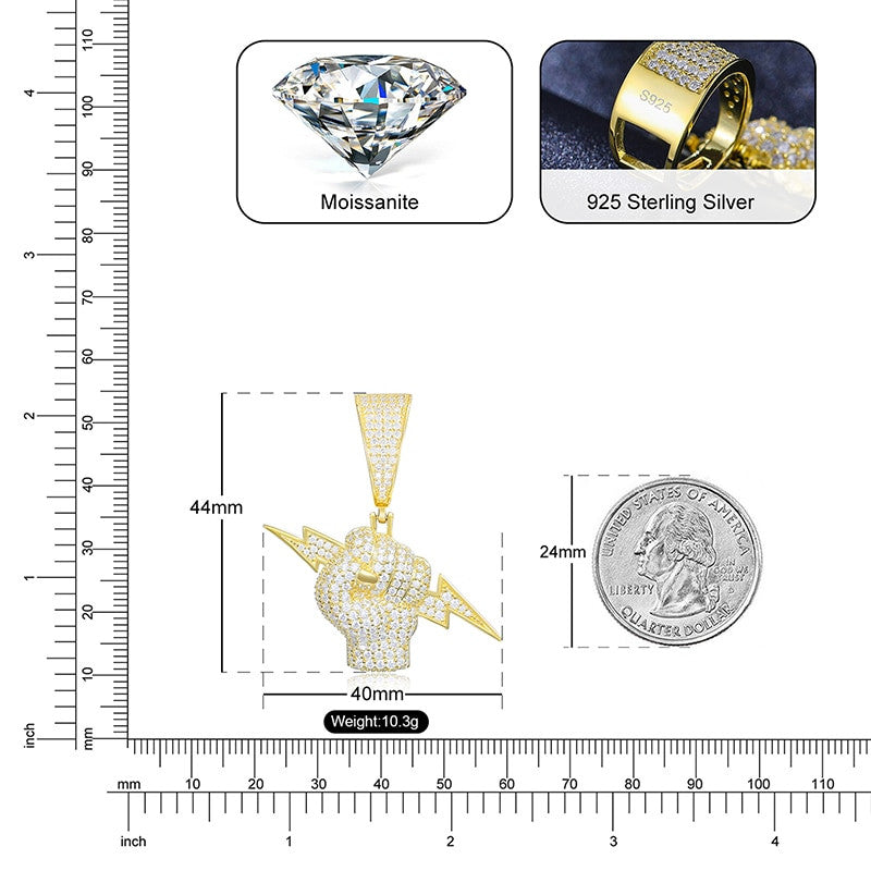 Strength Of A Warrior | Lightning Hand Genuine VVS Diamond Hip Hop Pendant