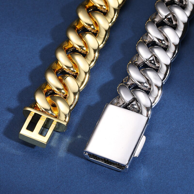 Mens 20mm 5 Row Solid 925 Sterling Silver Genuine VVS Diamond Cuban Link Hip Hop Bracelets