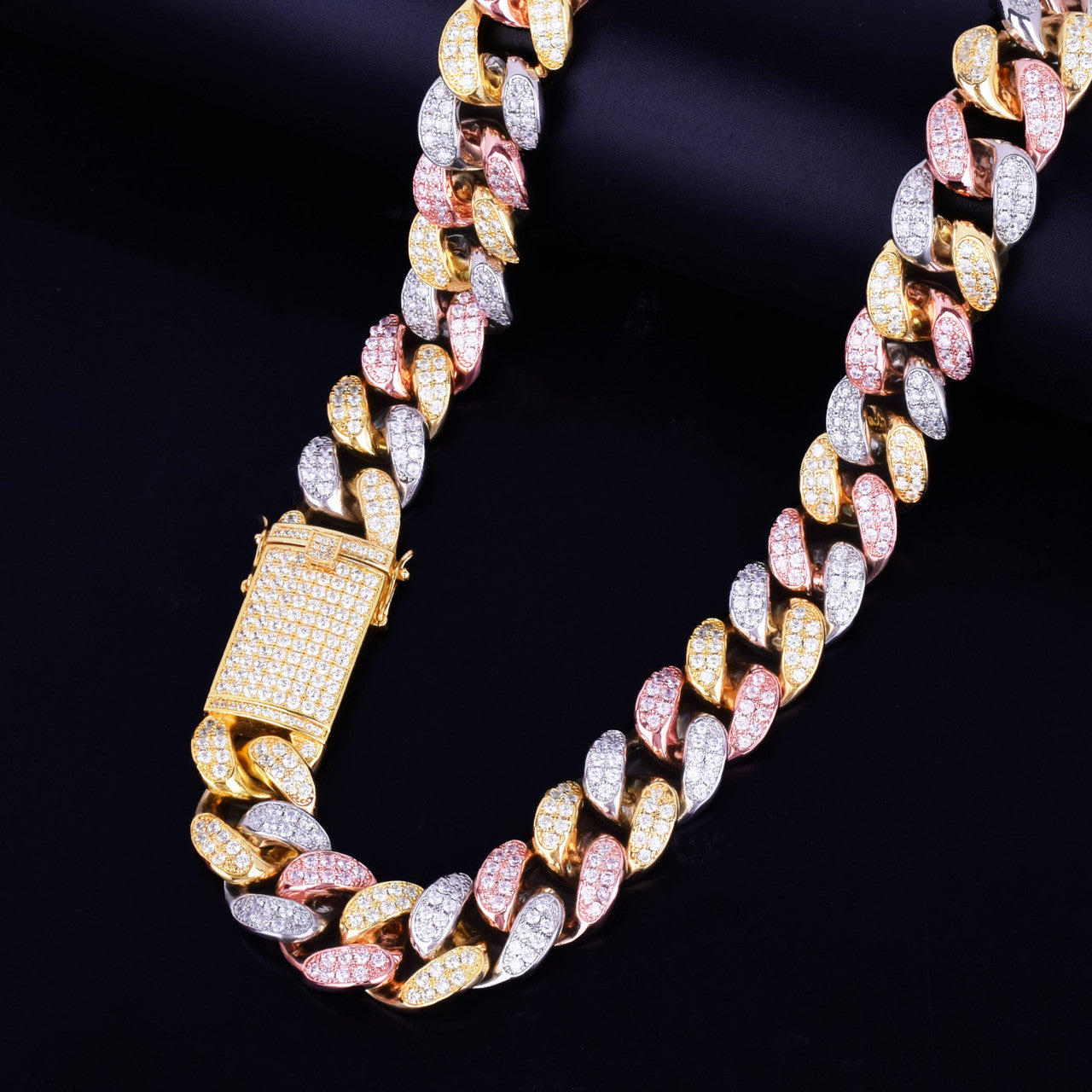 Tri Color Miami Cuban Link Chain 