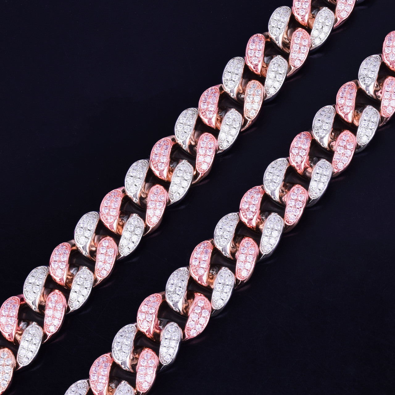 Silver Rose Gold 20mm Heavy Iced Micro Pave Miami Cuban Chain Necklace