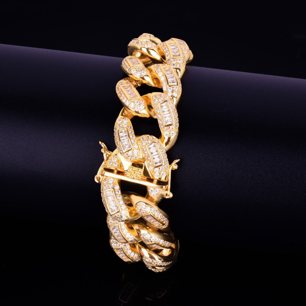 22mm Baguette AAA Flooded Ice Miami Cuban Link Hip Hop Street Rock Bracelet