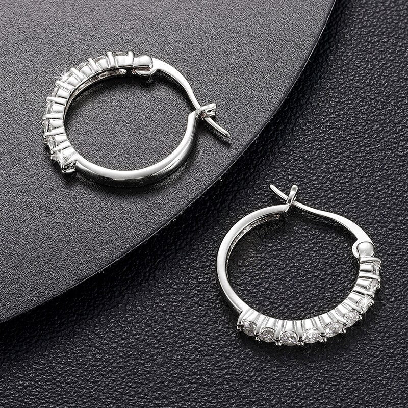 Genuine VVS Lab Diamond Designer Cut 14k Gold Over Sold Sterling Silver Hoop Earrings