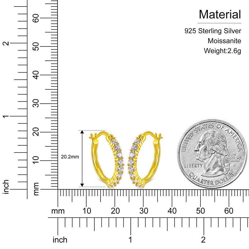 Genuine VVS Lab Diamond Designer Cut 14k Gold Over Sold Sterling Silver Hoop Earrings
