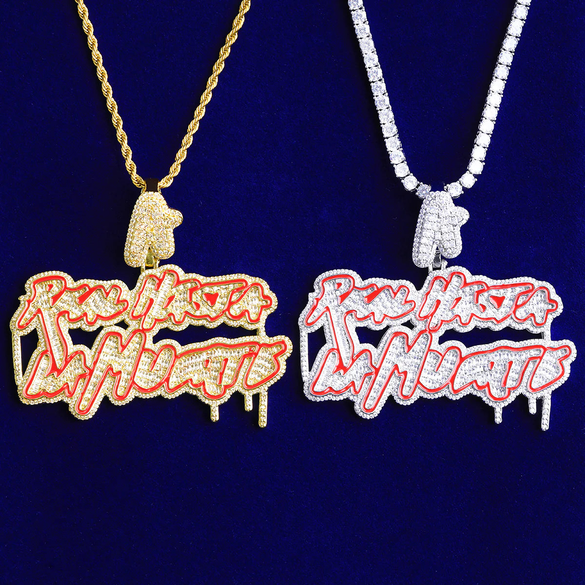 Iced Blinged Out Hip Hop Inspired Real Husta La Muerta Necklace Pendant