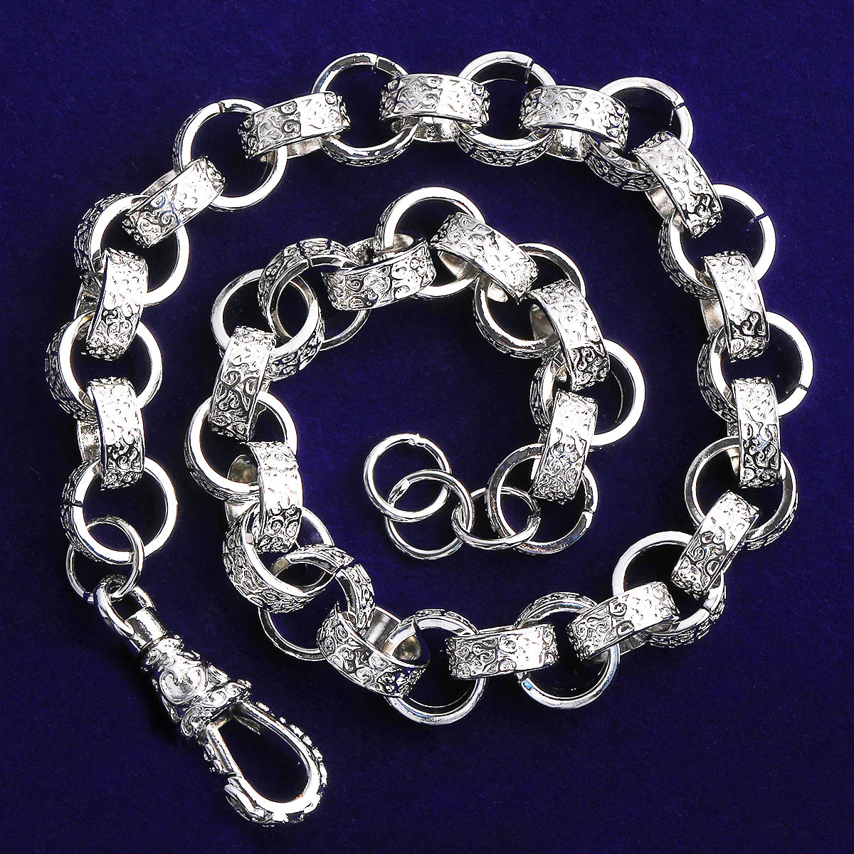 Designer Rolo | Detailed Carved 20MM Rolo Link Belcher Clasp Chain Necklace