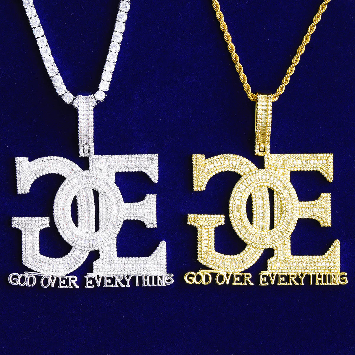G.O.E | God Over Everything Iced Blinged Out VVS Diamond CZ Hip Hop Pendant