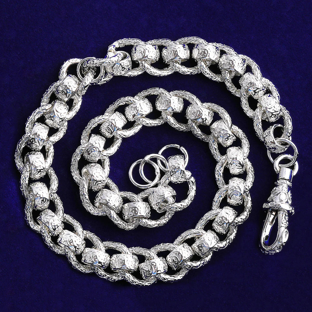 Ring Roller | Detailed Carved 20MM Ring Roller Rolo Link Belcher Clasp Hip Hop Chain