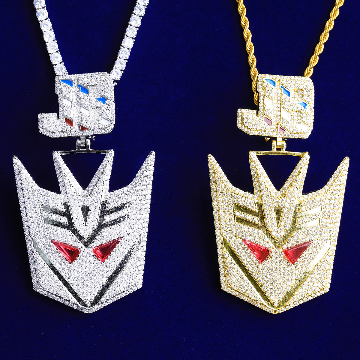Inspired Transformer Decepticon Symbol Iced Blinged Out Hip Hop Pendant