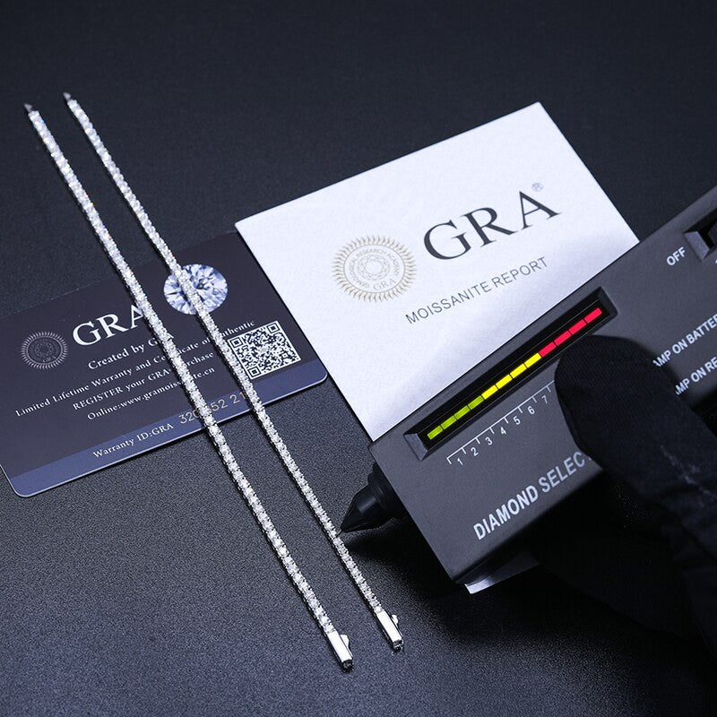 925 Solid Sterling Silver VVS Genuine Diamond Moissanite Stone Iced Bling tennis Bracelets